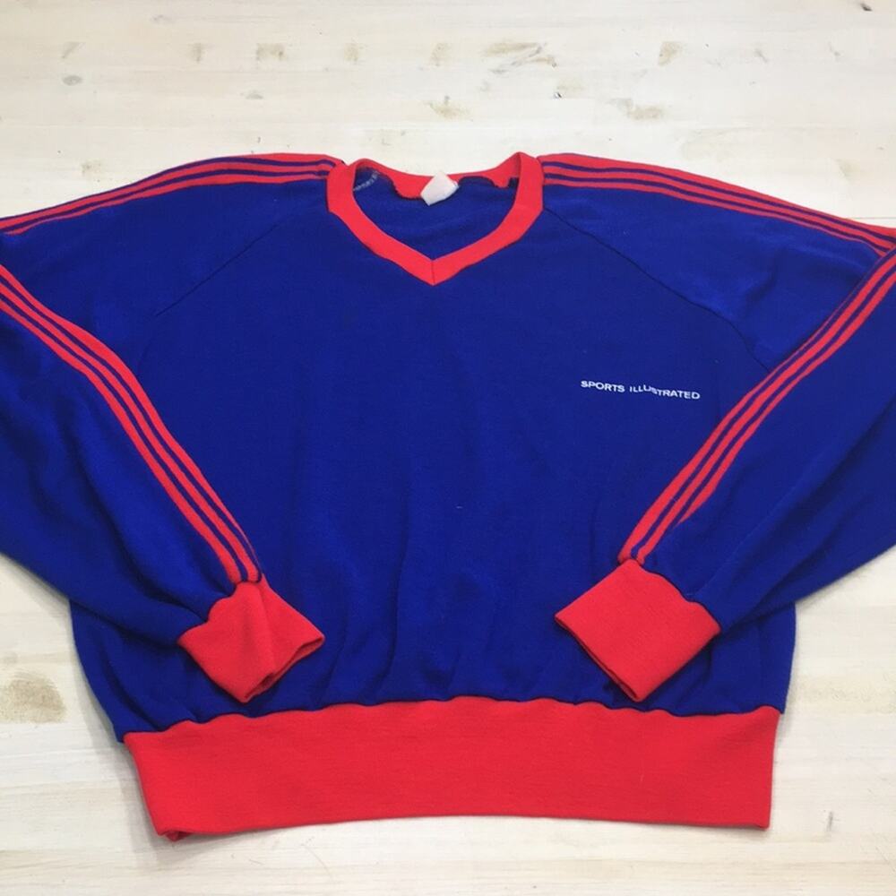 Vintage 60's 70's Sports Illustrated logo v neck banded knit sweater